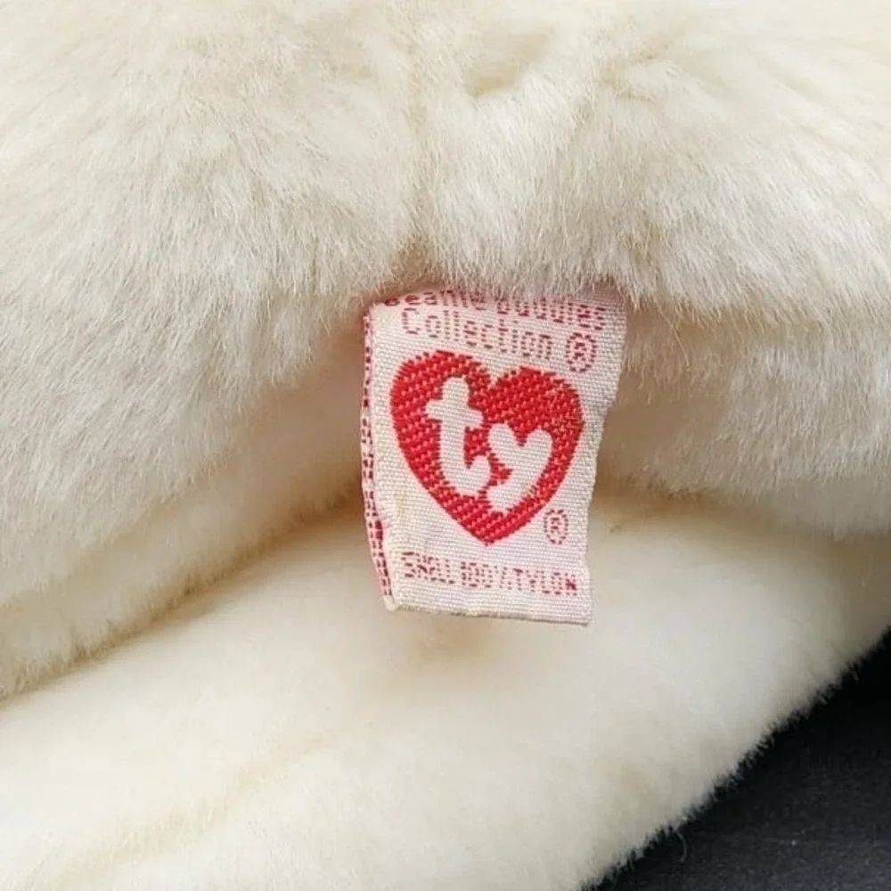 Ty White Flip the Cat Beanie Buddies 1999 Vintage Plush Stuffed Animal Blue Eyes